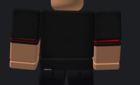 Black shirt back with red sleeve stripes